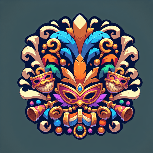carnevale.
Single Game Texture. In-Game asset. 2d. Blank background. High contrast. No shadows.