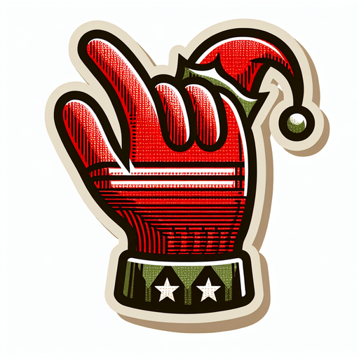 bloody christmas elf glove tapping at screen clipart. Just the glove.
Single Game Texture. In-Game asset. 2d. Blank background. High contrast. No shadows.