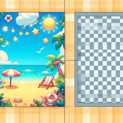 A  background gui element for an item in an ingame shop, in a light summer theme..
Single Game Texture. In-Game asset. 2d. Blank background. High contrast. No shadows.