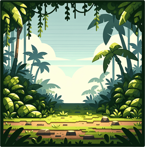 jungle.
Single Game Texture.  In-Game asset.  2d.  Blank background.  High contrast.  No shadows