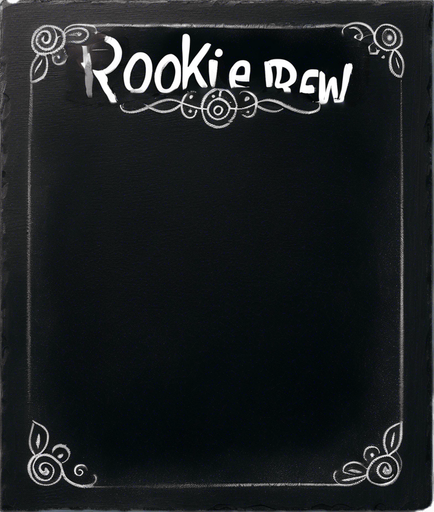 Text "ROOKIE BREW" handwritten in chalk