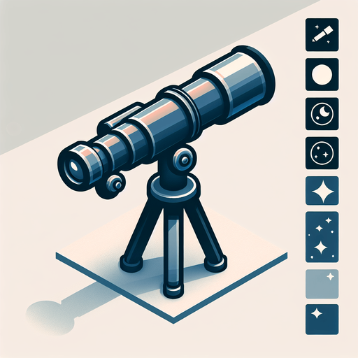 Telescope.
Single Game Texture.  In-Game asset.  2d.  Blank background.  High contrast.  No shadows