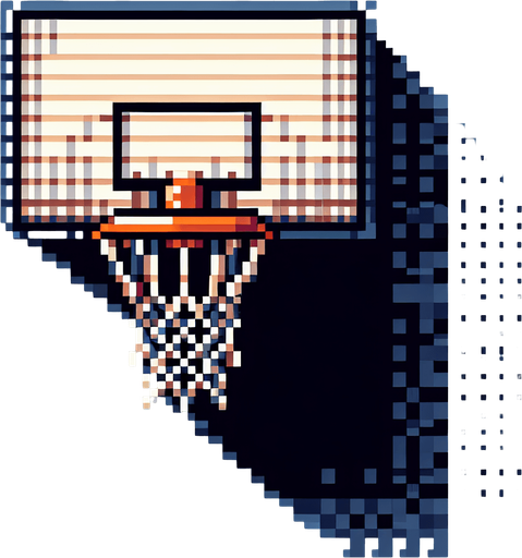 basketball hoop without the backboard, focusing solely on the hoop and net. pixelated. 8 bit..
Single Game Texture. In-Game asset. 2d. Blank background. High contrast. No shadows.