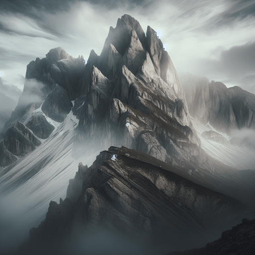 a rocky foggy mountain