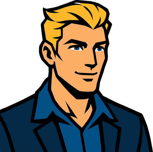 Blonde Handsome Man.
In-Game asset.  2d.  High contrast.  No shadows