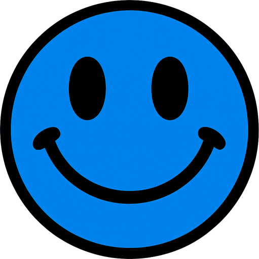 blue circle with smile.
In-Game asset.  2d.  High contrast.  No shadows