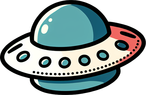 flying saucer, cartoon style.
Single Game Texture. In-Game asset. 2d. Blank background. High contrast. No shadows.