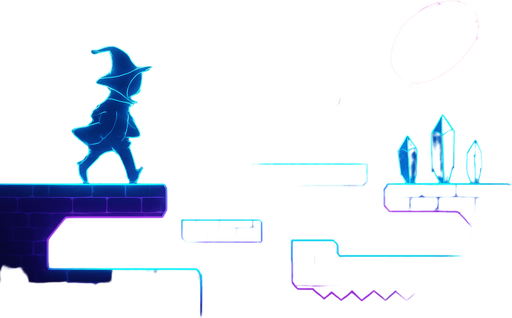 2D platformer outerspace cosmic cyberpunk neon side profile view hologram stars magick galaxies cosmic black holes milkway star system overlay projection asteroid starfield Platforming magical dimension pathway level obstacle layout videogame