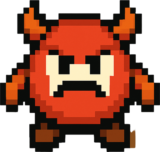 Un enemigo nivel básico visto desde arriba, pixel cartoon..
In-Game asset.  2d.  High contrast.  No shadows