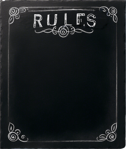 "RULES" handwritten in chalk
