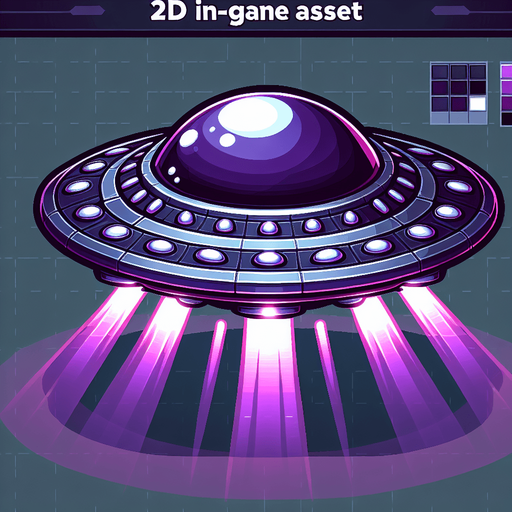 shiny purple and black attack ufo..
Single Game Texture.  In-Game asset.  2d.  Blank background.  High contrast.  No shadows