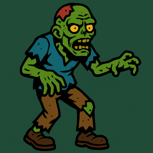 draw a single zombie.
In-Game asset.  2d.  High contrast.  No shadows