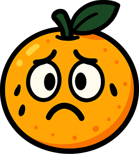 Naranja cute preocupada.
In-Game asset.  2d.  High contrast.  No shadows