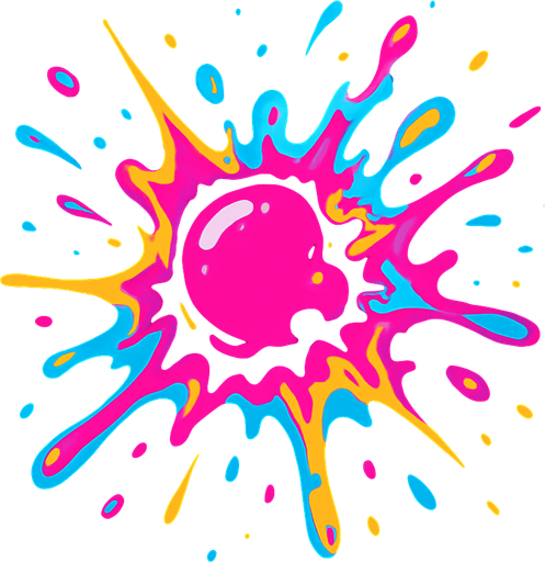 Gum asset to use it as effect of explosion gumbomb. cyberpunk + abstract style .
In-Game asset.  2d.  High contrast.  No shadows