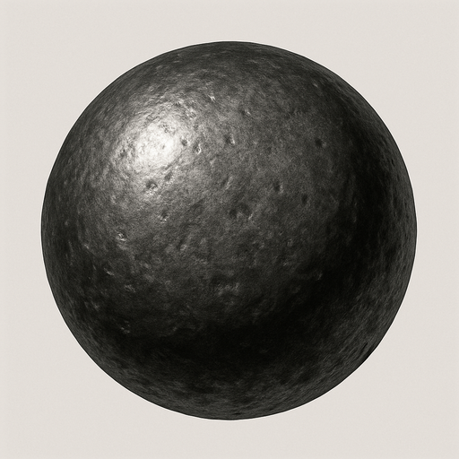realistic iron ball bullet (sphere).
In-Game asset.  2d.  High contrast.  No shadows