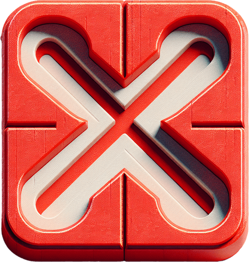 A large letter 'X' as in tic tac toe coloured red, in a similar style to the O-player image.
Single Game Texture.  In-Game asset.  2d.  Blank background.  High contrast.  No shadows. No surrounding circle nor square.