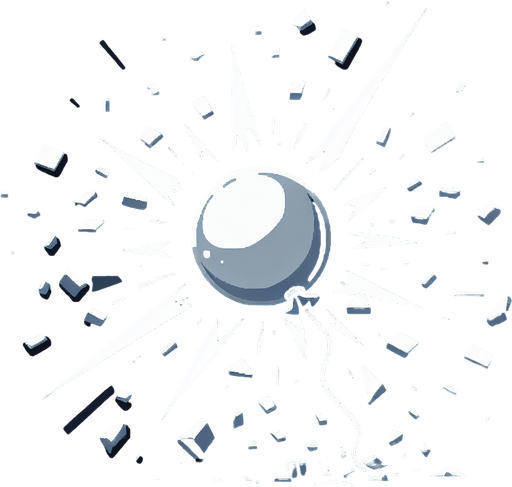 Simple Ballón pop.
Single Game Texture.  In-Game asset.  2d.  Blank background.  High contrast.  No shadows
