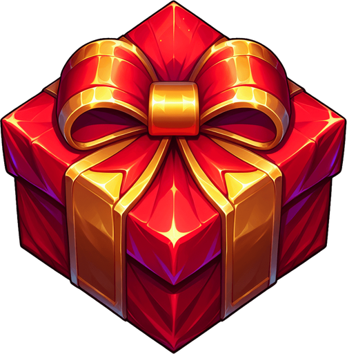 top down simple wrapped red present with gold bow. In-Game asset. 2d. Blank background. High contrast. No shadows. Single Game Texture. In-Game asset. 2d. Blank background. High contrast. No shadows. Single Game Texture. In-Game asset. 2d. Blank background. High contrast. No shadows.