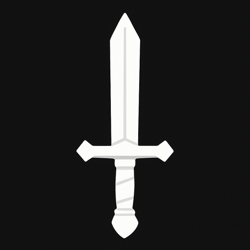 Una espada pequeña de color todo blanco.
In-Game asset.  2d.  High contrast.  No shadows
