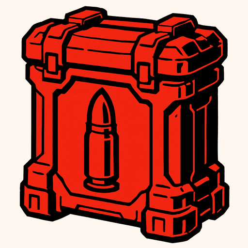 robot ammo very red very big.
In-Game asset.  2d.  High contrast.  No shadows