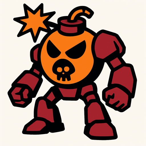 2d dangerous robot bomb.
In-Game asset.  2d.  High contrast.  No shadows