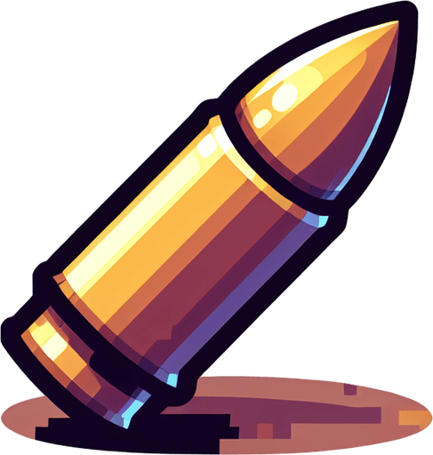 Large Bullet.
Single Game Texture. In-Game asset. 2d. Blank background. High contrast. No shadows.