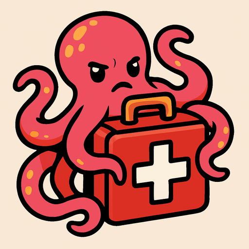 botiquin con un pulpo rodeandolo.
In-Game asset.  2d.  High contrast.  No shadows