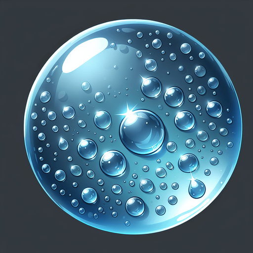a round water drop.
Single Game Texture.  In-Game asset.  2d.  High contrast.  No shadows