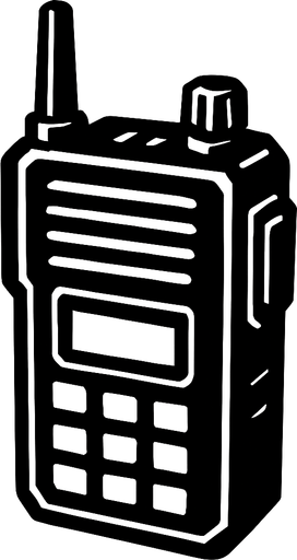 black walkie talkie.
In-Game asset.  2d.  High contrast.  No shadows