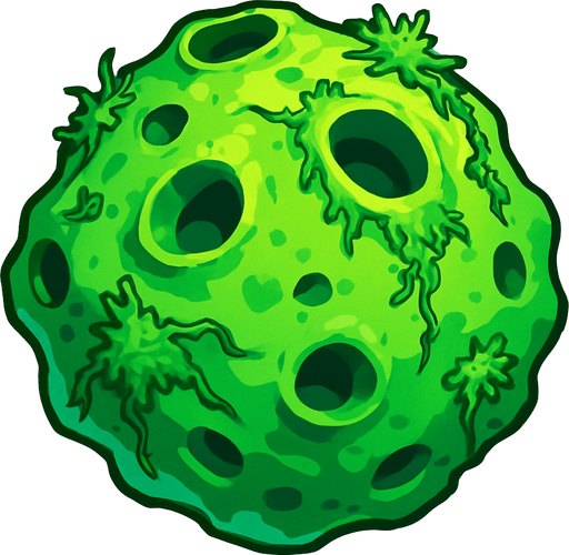 bio green  living asteroid.
Single Game Texture.  In-Game asset.  2d.  Blank background.  High contrast.  No shadows