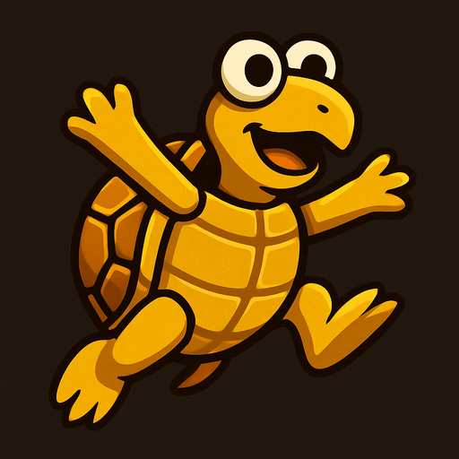 A golden turtle with googly eyes in the jumping position.
In-Game asset.  2d.  High contrast.  No shadows