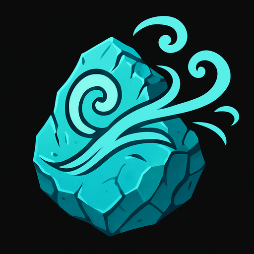 Pierre élémentaire vent.
In-Game asset.  2d.  High contrast.  No shadows