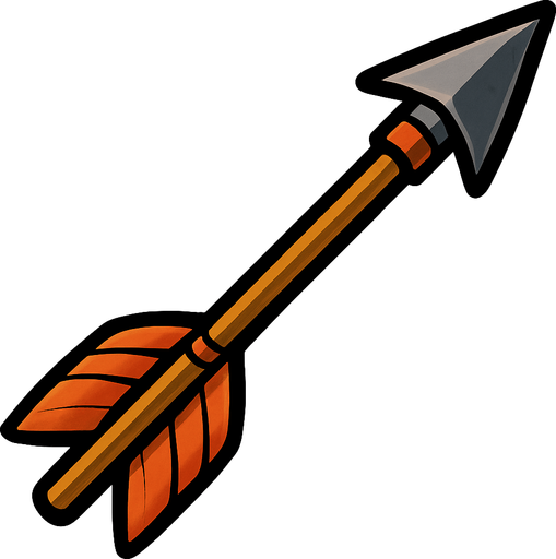 Una flecha de arco.
In-Game asset.  2d.  High contrast.  No shadows