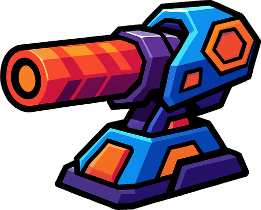 space shooter cannon.
In-Game asset.  2d.  High contrast.  No shadows