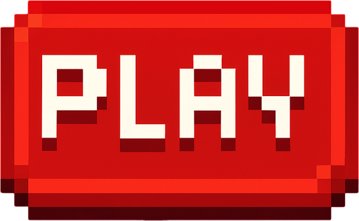 boton rojo hecho con pixeles con la palabra play en medio
In-Game asset.  2d.  High contrast.  No shadows