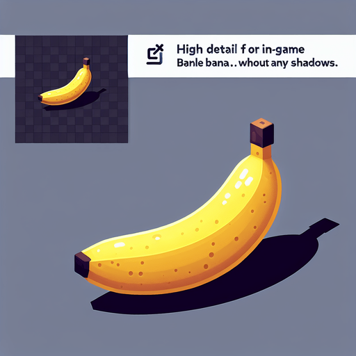 Banana.
Single Game Texture. In-Game asset. 2d. Blank background. High contrast. No shadows.