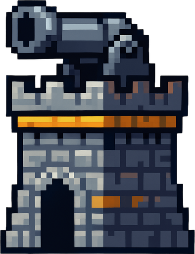 topçu kule pixel art.
In-Game asset.  2d.  High contrast.  No shadows