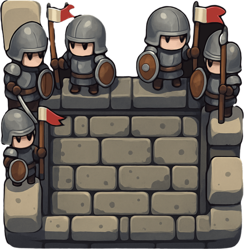 Este mismo pero agrega soldados muy pequeños sobre las torres