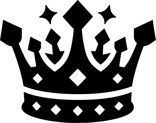 Black crown.
Single Game Texture.  In-Game asset.  2d.  Blank background.  High contrast.  No shadows