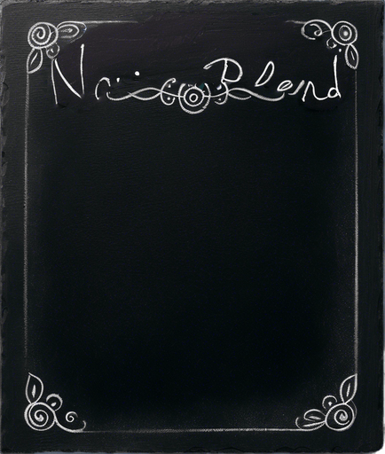 Text "NOVICE BLEND" in chalk, handwritten