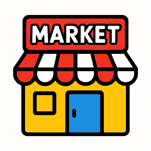 oyunlardaki market ikonu.
In-Game asset.  2d.  High contrast.  No shadows
