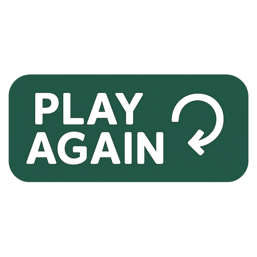 Üzerinde Play Gain yazan ve geri dönme işareti olan içi dolu buton, koyu pastel yeşil renkte yazılar beyaz renkte
. No background. Transparent background. Blank background. No shadows. 2d. In-Game asset. flat