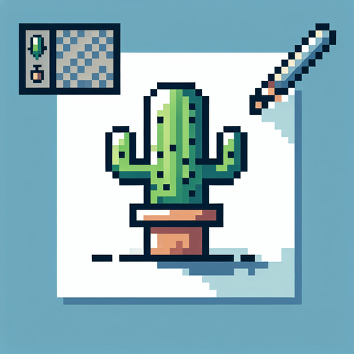 pixel art cactus.
Single Game Texture. In-Game asset. 2d. Blank background. High contrast. No shadows.