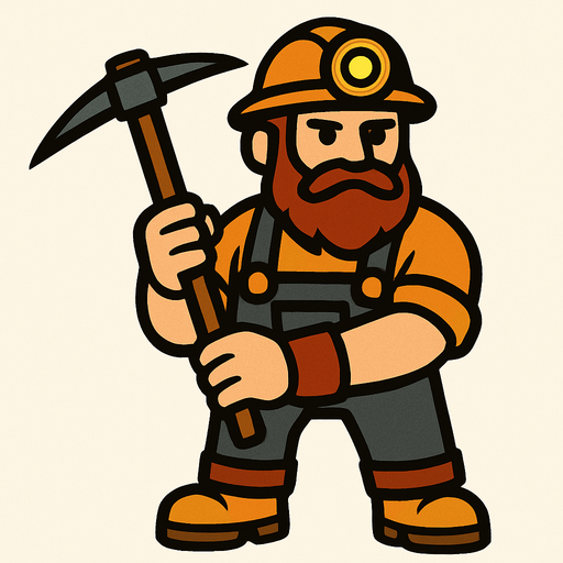 Madenci.
In-Game asset.  2d.  High contrast.  No shadows