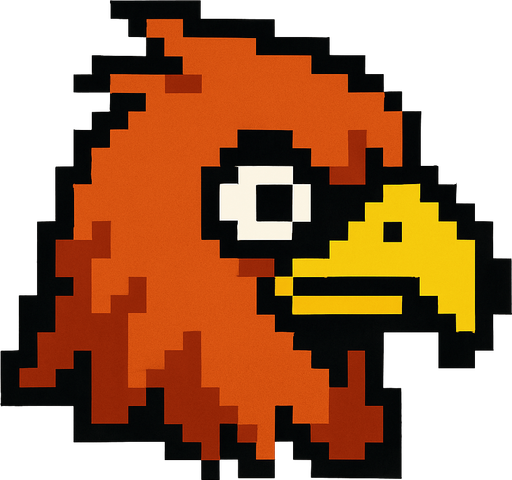a pixel bird head.
In-Game asset.  2d.  High contrast.  No shadows