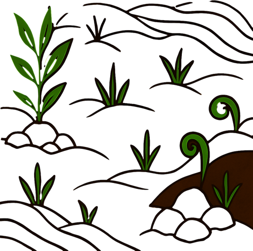 Crea la parte inversa de una carta que representa el elemento tierra, no debe tener texto ni espacio vacío, deben ser montículos de tierra y algunas hierbas verdes repartidas