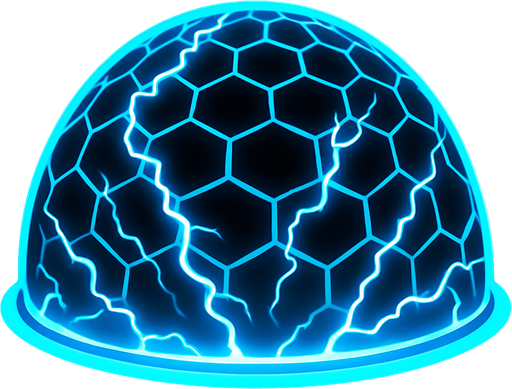 Электромагнитный щит в виде купола.
In-Game asset.  2d.  High contrast.  No shadows