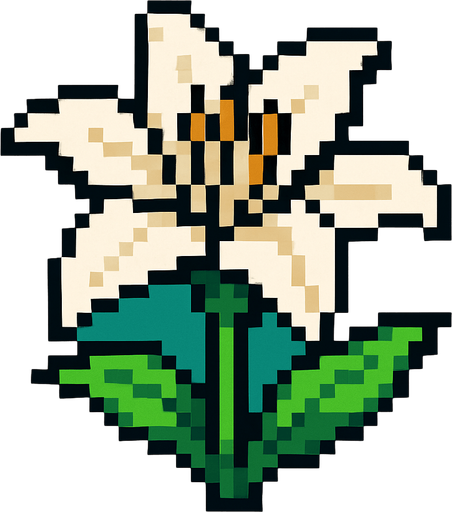 flor de lirio de pixeles.
In-Game asset.  2d.  High contrast.  No shadows