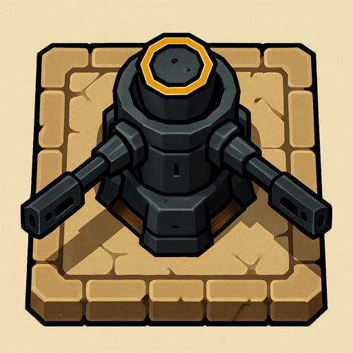 kuş bakışı silahlı kule..
In-Game asset.  2d.  High contrast.  No shadows