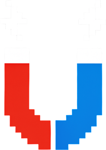 a magnet icon. 8 bit pixel art.
In-Game asset.  2d.  High contrast.  No shadows